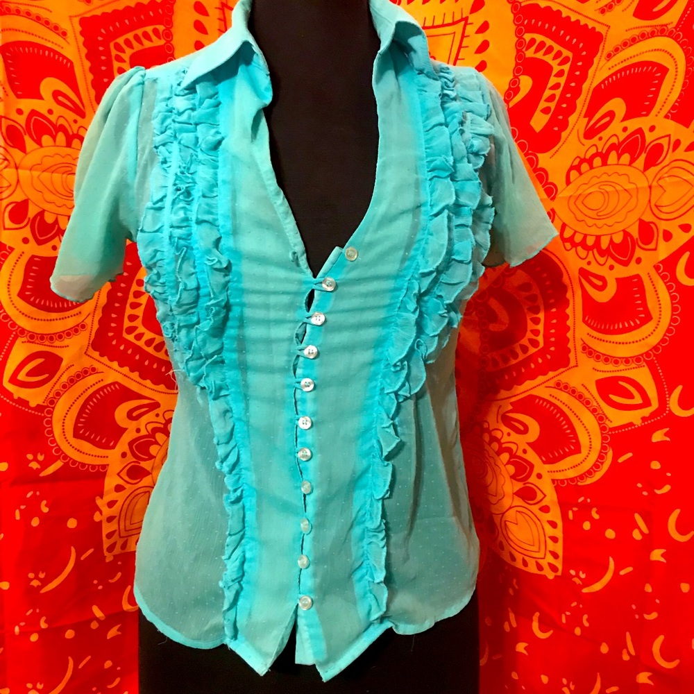 Ladies Ruffle Double-Breasted Blouse - Picture 8 of 10